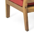 thumbnail image 5 of Christopher Knight Home 6-Piece Acacia Wood Outdoor Sectional Sofa Set with Patio Coffee Table, Red Cushion, 5 of 12