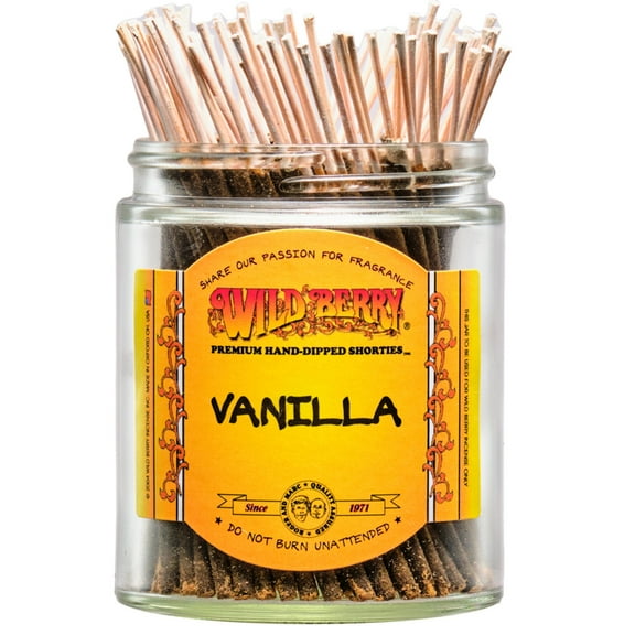 50x Wild Berry Shorties 4" Incense Sticks - Vanilla - USA Made Hand Dipped Wildberry