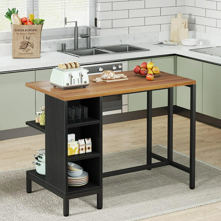 Tribesigns Brown Wood Base with Wood Top Kitchen Island (15.7-in x 31.5-in x 66.5-in) | HOGA-C0176
