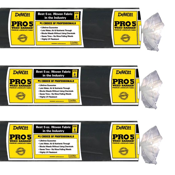 DeWitt Sunbelt 6' Wide Weed Barrier Landscape Fabric Ground Cover, 300' (3  Pack)