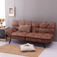 thumbnail image 3 of Zechuan Futon Tufted Back Convertible Sofa 71" Twin Size Bed - Faux Leather Loveseat Sofa - Brown, 3 of 9
