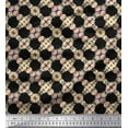 thumbnail image 1 of Soimoi Black Japan Crepe Satin Fabric Flower Watercolor Print Fabric by Yard 42 Inch Wide, 1 of 3