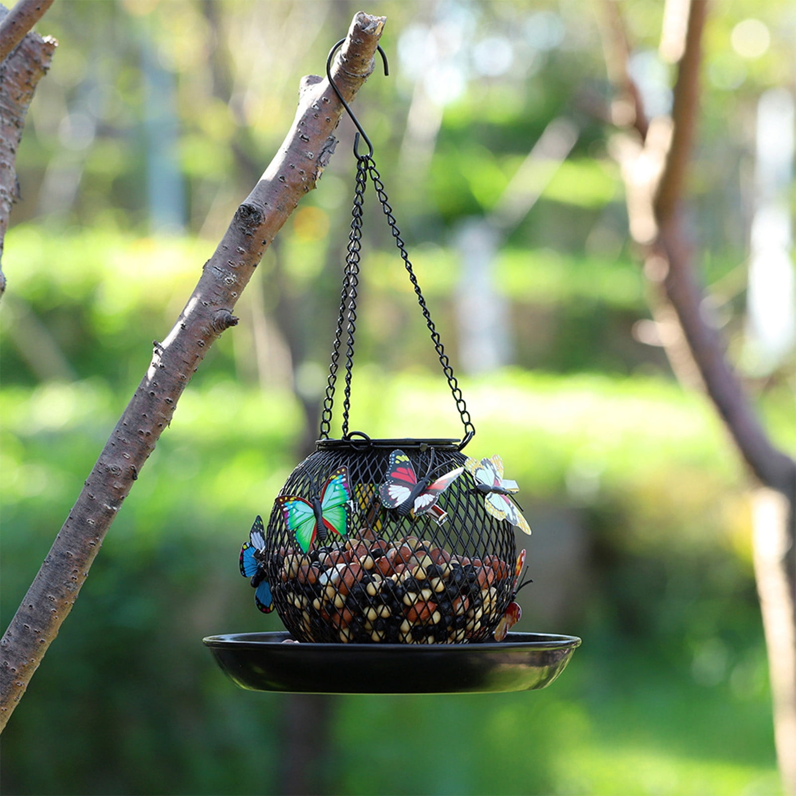 Nkmbld Hanging Bird Feeder for Outdoors, Solar Powered Garden Hanging Hummingbirds Feeder for Outside Patio Lawn Yard Decoration