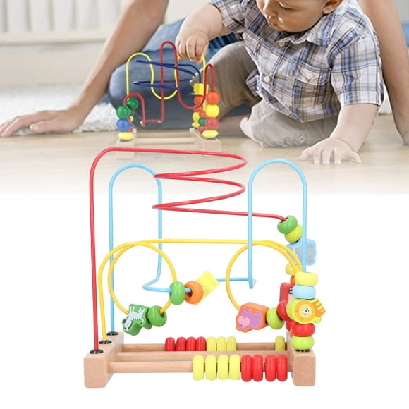 Maze Wooden Bead Maze Game Bright Color Cartoon Early Educational Learning Beads Toy