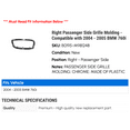 thumbnail image 2 of Right Passenger Side Grille Molding - Compatible with 2004 - 2005 BMW 760i, 2 of 2