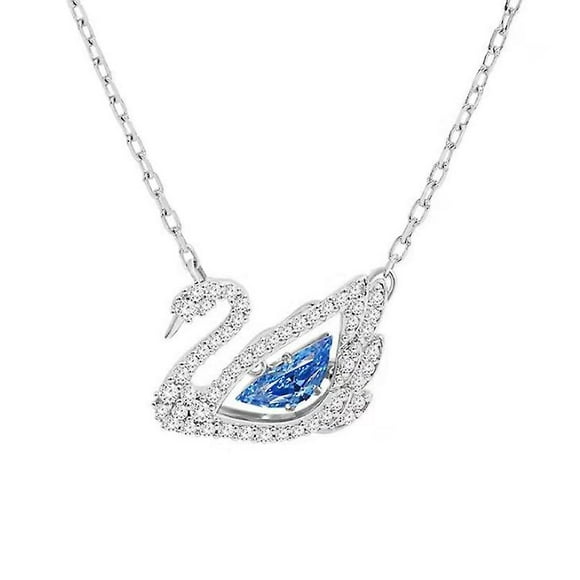 A Beating Heart Swan Necklace Female Swarovski Elements Crystal Smart Collarbone Chain (beating Blue Diamond Swan)