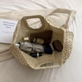 thumbnail image 2 of Bolso Mano Paja Hecho A para Mujer Muñeca Diario Gran Capacidad (Beige), 2 of 7