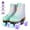 Green & Purple, variant on SLLINGLUO Roller Skates for Girls, High-Top Double Row Leather Quad Skates, Purple, Youth 3