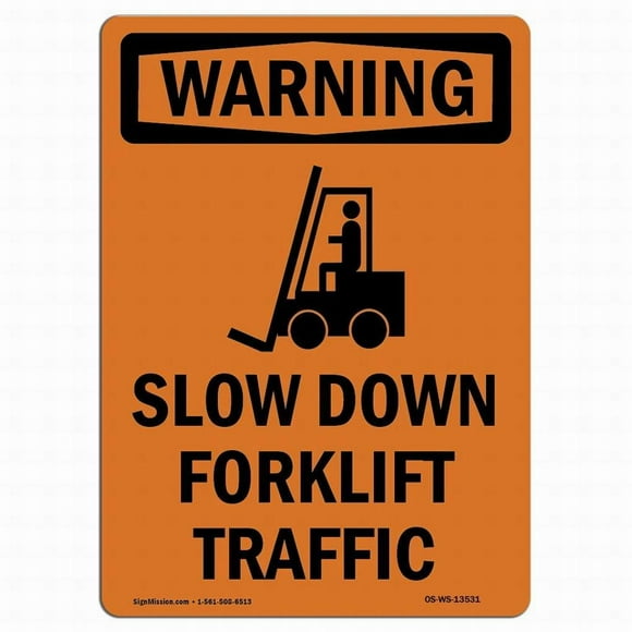Wall Signs Notice Warning Sign Decor 16" x 12" Tin Metal Signs OSHA Warning Sign - Slow Down Forklift Traffic Safety Sign Novelty Signs