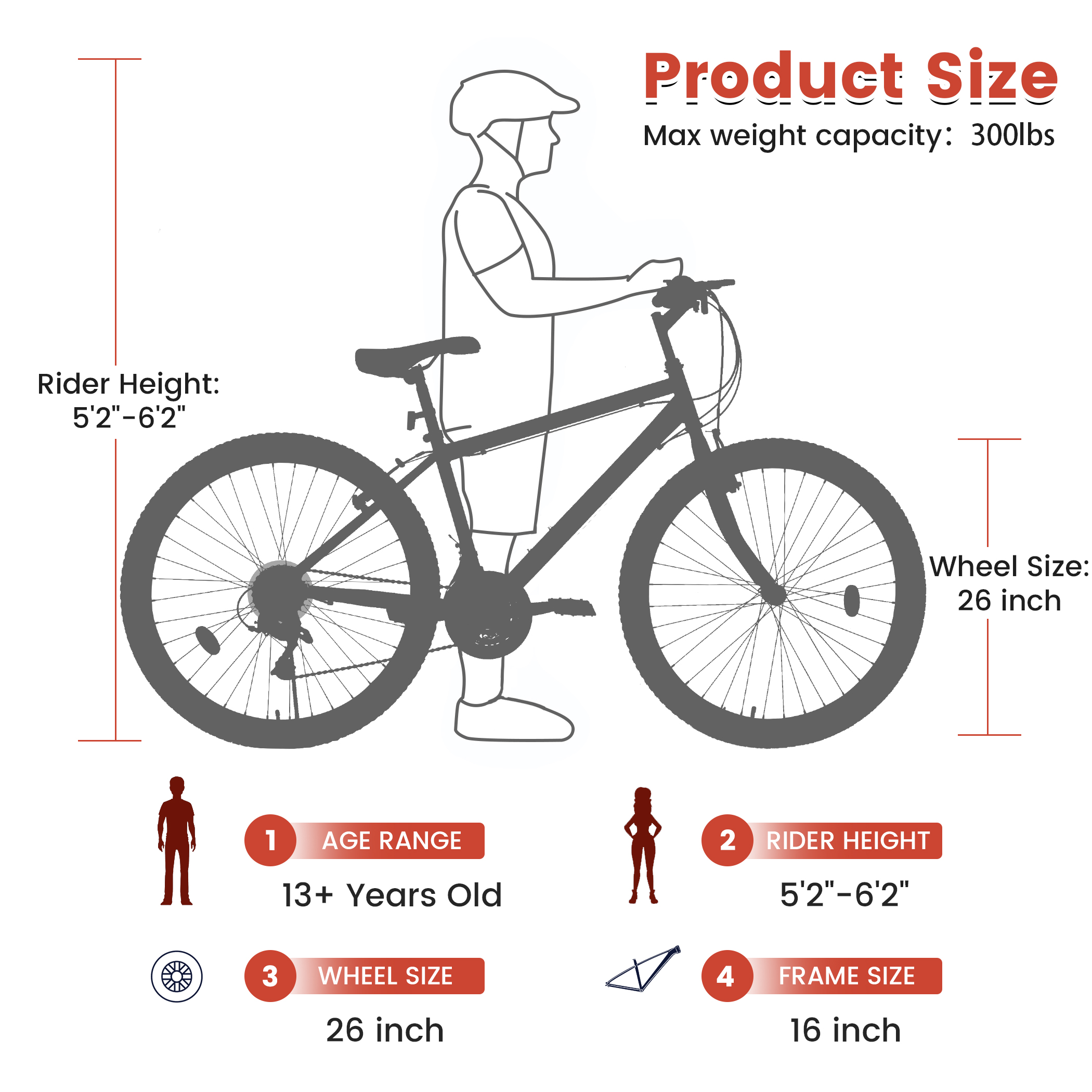 Ecarpat Mountain Bike 26 Inch for Men Women, 21 Speeds High-Carbon Steel Frame, Classic Adult Teens Sport Bicycle, V Brakes Bicycle for Snow City Commuters and Short Trip