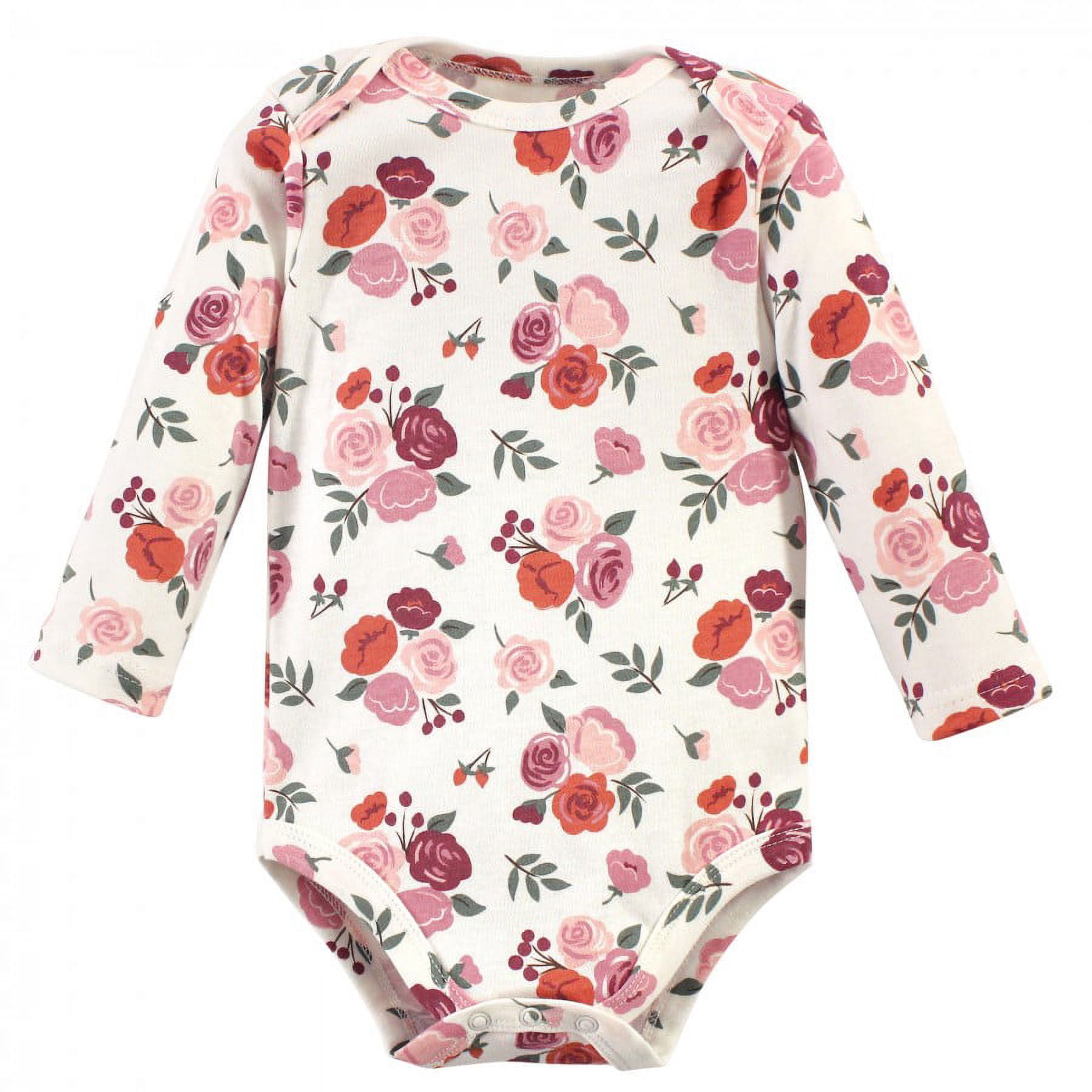 Hudson Baby Infant Girl Cotton Long-Sleeve Bodysuits, Pumpkin Spice, Newborn