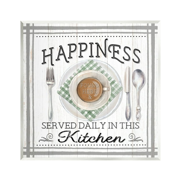 Stupell Industries Happiness Served in Kitchen Food & Beverage Painting Unframed Art Print Wall Art, 12 x 12
