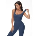 thumbnail image 5 of Vine Women Flare Jumpsuits One Piece Yoga Workout Strappy Square Neck Backless Full Stretch Jumpsuit,Navy Blue Bell Bottoms Flare Jumpsuits Butt Lifter Bodysuit Jumpsuits for Women, 5 of 7