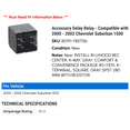 thumbnail image 2 of Accessory Delay Relay - Compatible with 2000 - 2002 Chevy Suburban 1500 2001, 2 of 2