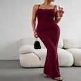 thumbnail image 2 of POINTERTECK Stylish Solid Color Lace Trim Bodycon Long Dress for Women, 2 of 7