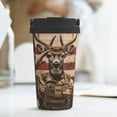 thumbnail image 6 of Fotbe Patriotic Deer Soldier Salute Printed Insulated Travel Coffee Mug Spill Proof Leak Proof Stainless Steel Coffee Tumbler Reusable Coffee Cups with Lids Thermos, 6 of 8