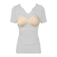 thumbnail image 5 of Women Built-in Bra T Shirt Top Slim Fit Short Sleeve V Neck Basic Tees Casual Athletic Fitted Going Out Tops, 5 of 9