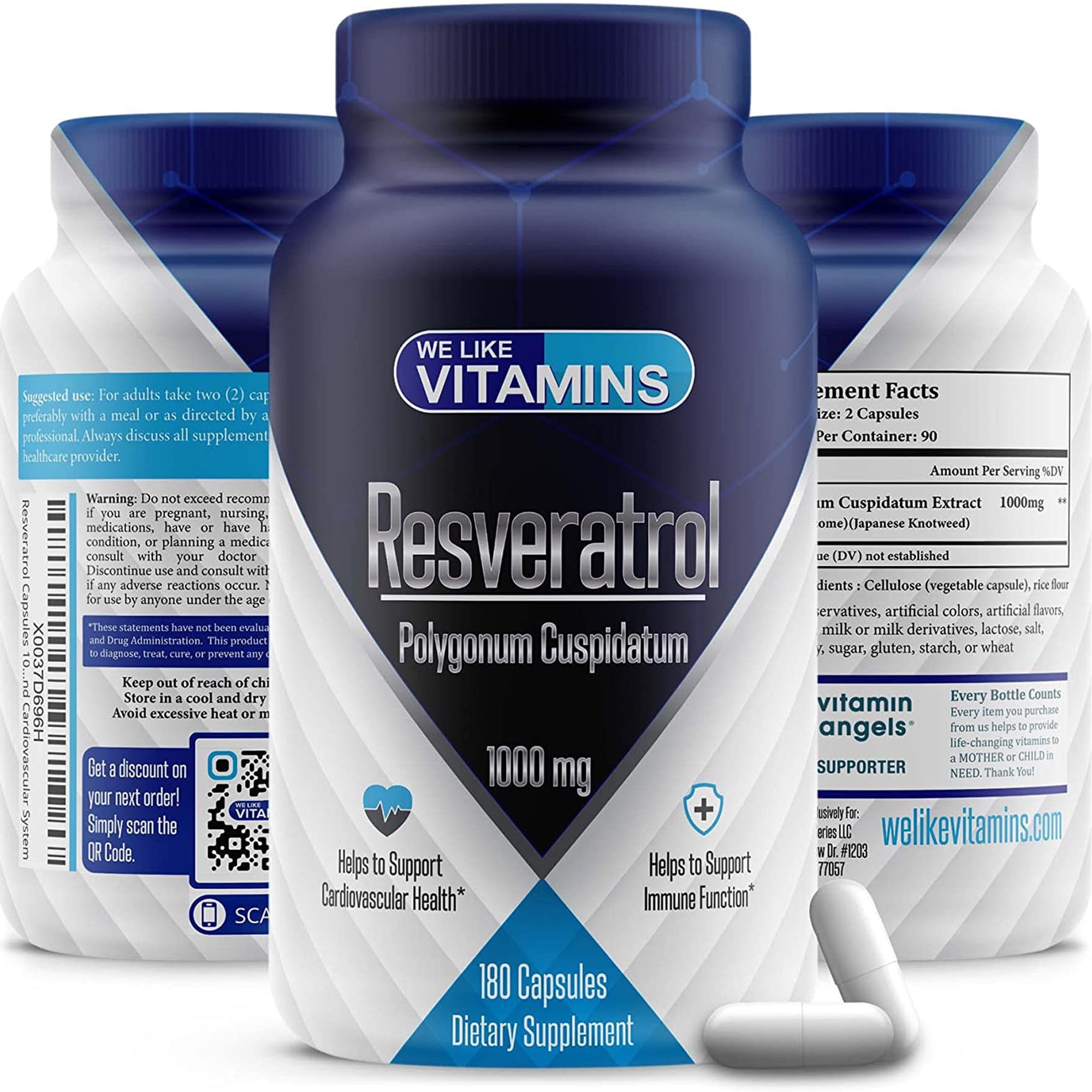 We Like Vitamins Resveratrol 1000mg Capsules Polyphenol Anti Aging