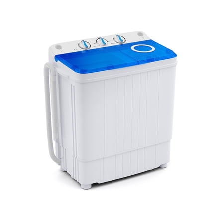 RUIE 17.6 lbs Portable Washing Machine with Drain Pump, Twin Tub Compact Washer for Apartment Dorm RV, Mini Washing Machine 11lbs Wash 6.6lbs Spin, Dual Motor, Portable Washer, Blue
