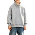 thumbnail image 3 of KAUOD Boys Fleece Quarter Zip Jacket Oversized Stand Collar Pullover Sweatshirts Kids Fall Solid Casual Long Sleeve Preppy Clothes, 3 of 7