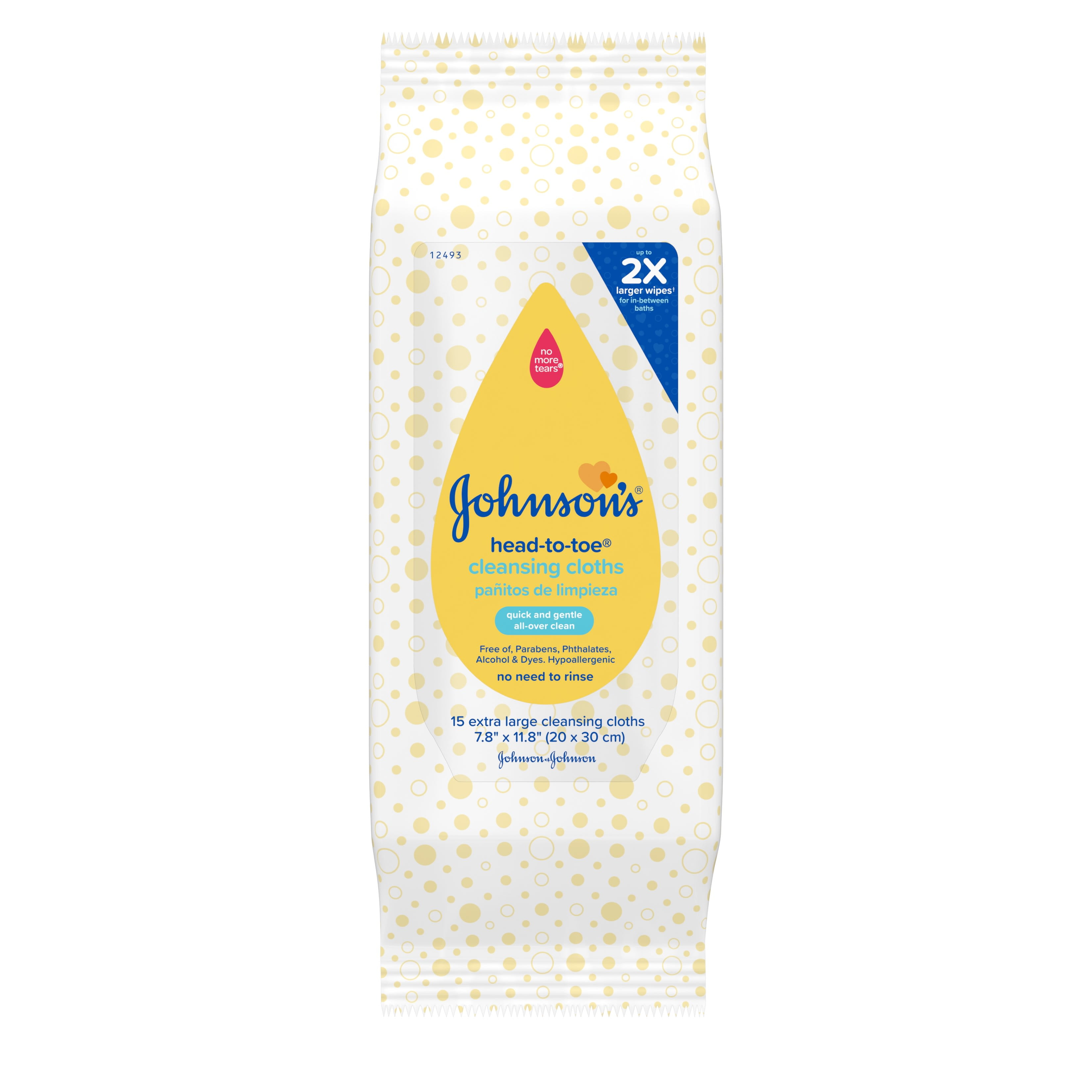 johnson's head to toe baby cleansing cloths