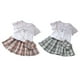 thumbnail image 4 of Qarigey Camiseta de manga corta de verano para niña, conjunto de con cintura elástica, fiesta de viaje, banquete, evento, niños, Tops, conjuntos de ropa Gris 120cm, 4 of 6