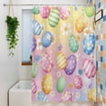 thumbnail image 3 of Easter Colorful Eggs Shower Curtain Set, Waterproof Shower Curtains for Bathroom, White Daisy Spring Flowers Washable Fabric Cloth Bath Curtain for Bathtub Decoration with Hooks 72x78 Inches, 3 of 9