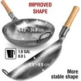 thumbnail image 3 of YOSUKATA 14" Silver Round Bottom Carbon Steel Wok – Traditional  Chinese Hammered Pow Wok for Stir Fry, BBQ & Camping – Compatible with Gas & Open Fire, 3 of 9