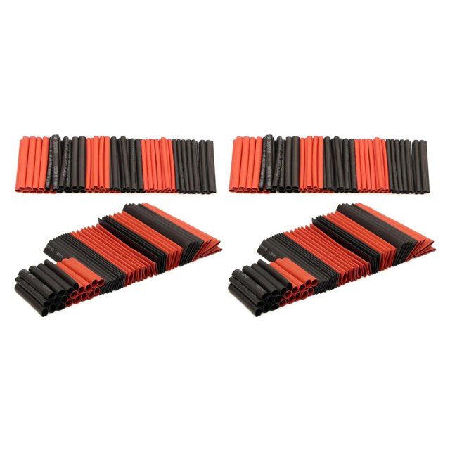 Sidaley Kit de surtido de tubos termorretráctiles de 127 Uds., conexión eléctrica, envoltura de Cable eléctrico, resistente al agua rojo+negro 127 piezas 2piezas