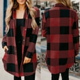 thumbnail image 2 of Jhhlsf Women's Long Sleeve Lattice Plaid Top Loose Blouse Coat Cardigan, 2 of 9