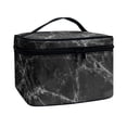 thumbnail image 2 of HELLHERO Grey Stone Texture Polyester Multifunctional Large Capacity Makeup Bag Brush Slots Portable Makeup Cosmetic Bag Organizer Zipper Office Cosmetic Storage, 2 of 6