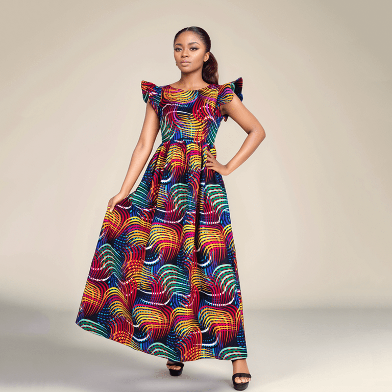 long fitting african print dresses Bintarealwax African Women's Slim Fitting Sexy Long Dress with African Print Suitable for Daily Gatherings Wy2410, Size: Large