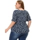 thumbnail image 4 of Women's Plus Size Tops for Women V Neck Floral Print Ruffle Short Sleeve Tiered Babydoll Blouses Navy Blue 2X, 4 of 5