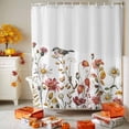 thumbnail image 3 of Shower Curtain 36"W x 78"L Fall Rustic Flowers Leaves Bird Fabric Shower Curtains Set with Hooks Water Repellent Bathroom Curtains Machine Washable Bathroom Accessories, 3 of 6