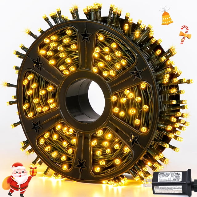 Cadena de luces LED JMEXSUSS, 173 pies, 500 LED, blanco cálido, para exteriores