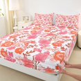 thumbnail image 3 of Homewish Retro Rustic Floral Twin Sheet Sets,Country Floral Twin Fitted Sheet,Pink Orange White Flat Sheet For Girls,Ultra Soft Home Decor,3 Pieces, 3 of 7