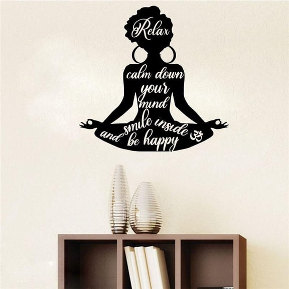 Large Afro Yoga Zen Meditation Lotus Wall Sticker Studio Bedroom Keep Relax Calm Happy Quote Wall Decal Living Room Vinyl Decor 40cmx40cm