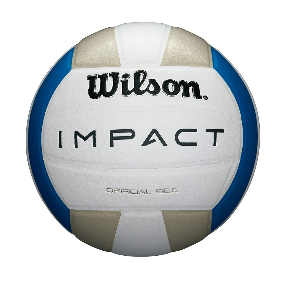 Wilson Impact Indoor Volleyball, White/Blue/Silver