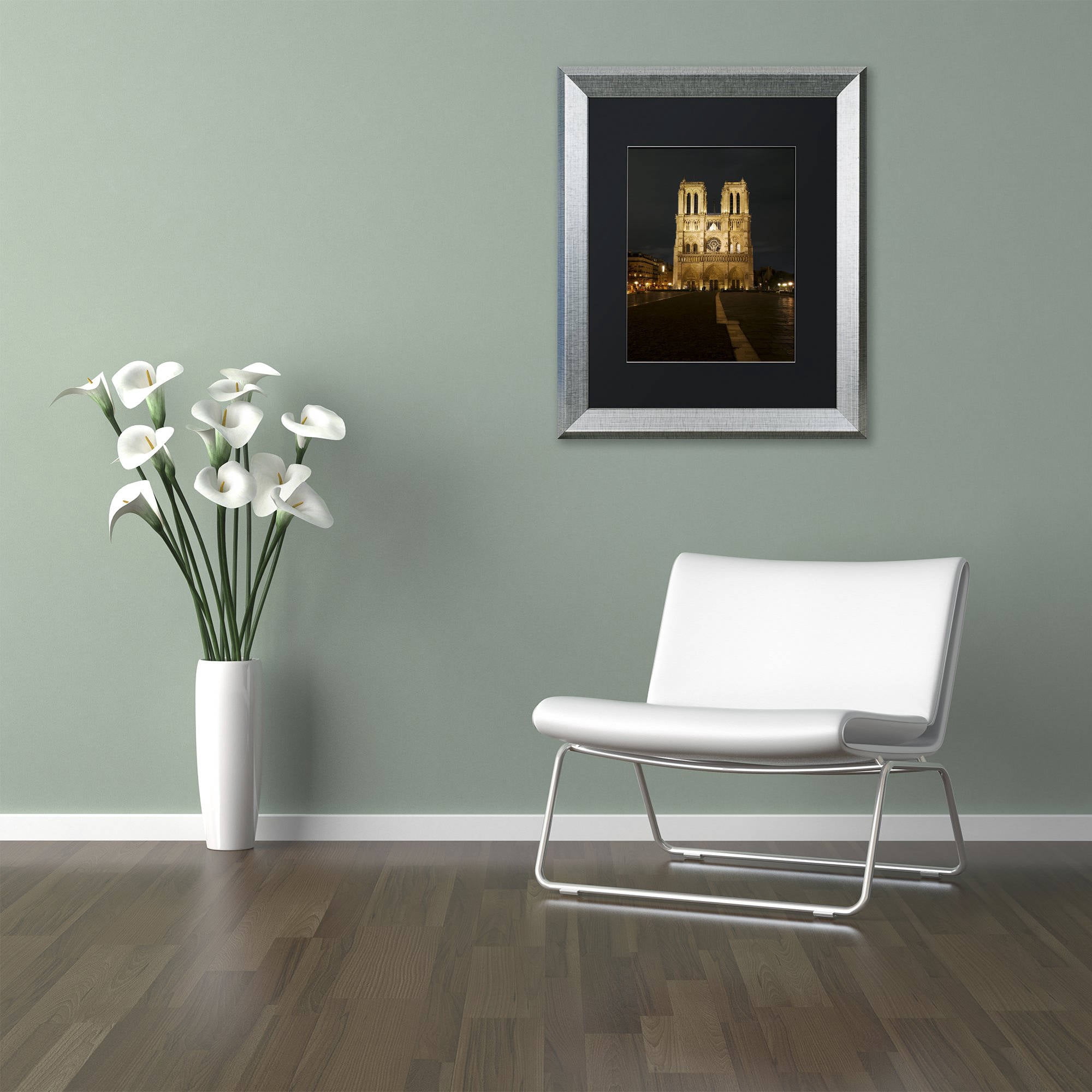 Trademark Fine Art "Notre-Dame de Paris" Canvas Art by Michael Blanchette Photography Black Matte, Silver Frame