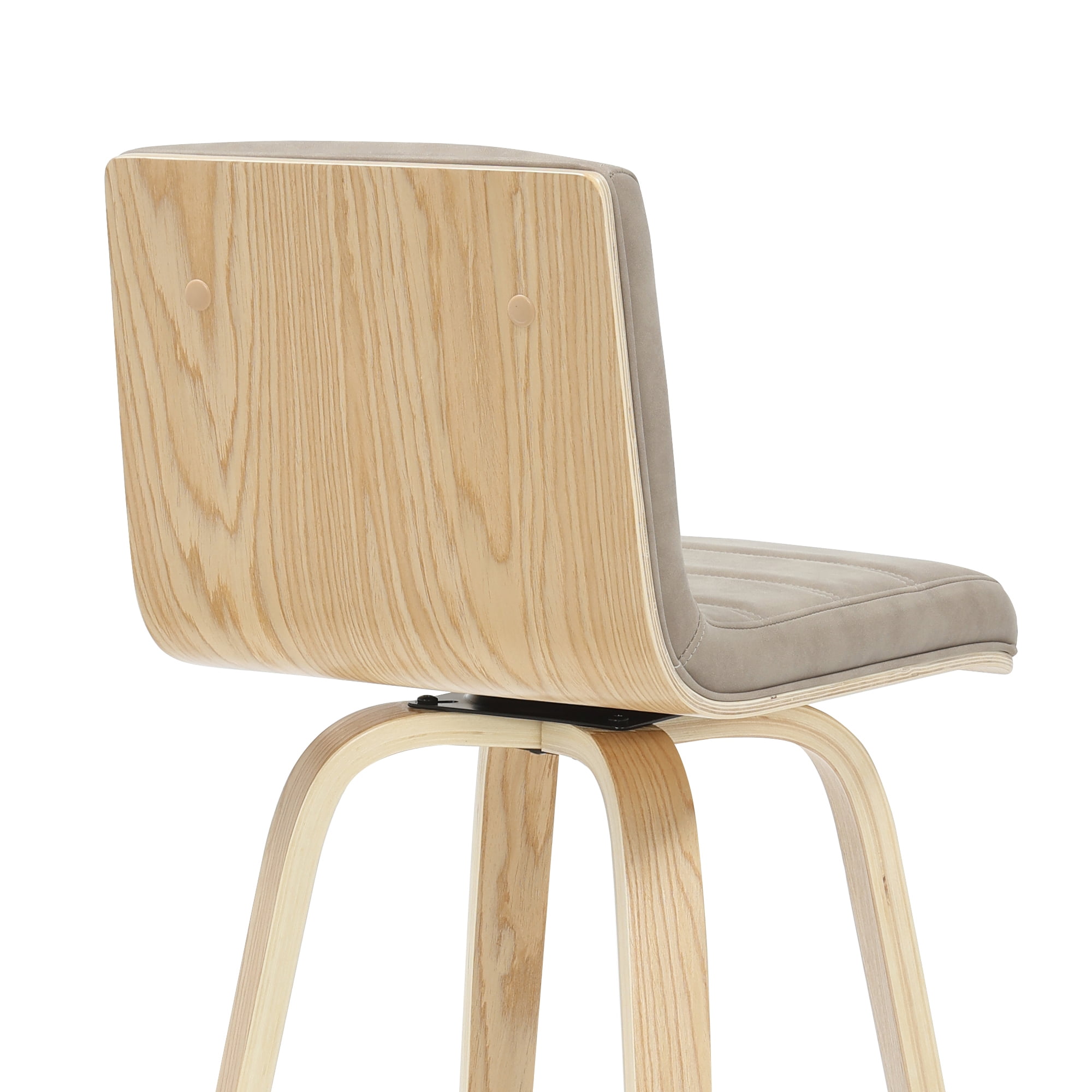 Vienna 39.5 in. H Swivel Bar Height Vintage Taupe Square Back Wood Bar Stool with Faux Leather Seat