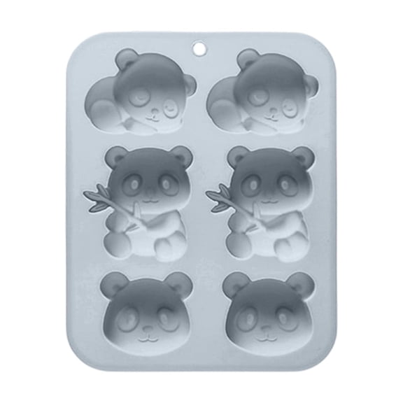 Panda Silicone Ice Chunks Mold 6 Cavity Grade Panda Shape Silicone Mold for Ice Pops Chocolate Jelly Candy Baking Homemade Treats Blue 1 Pack