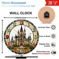 thumbnail image 3 of Stained Glass Castle Wall Clock with Colorful Design 10-Inch Silent Wooden Wall Clock, Battery Operated (AA Batteries Not Included), Artistic Home Decor, 3 of 7