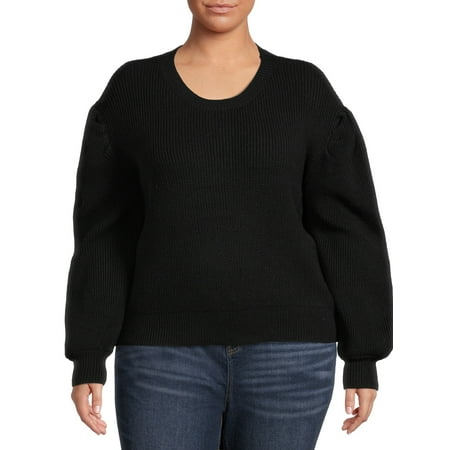 Dreamers by Debut Women's Plus Size Puff Sleeve Sweater