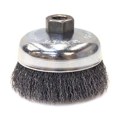 Crimped Wire Cup Brush, 4 In Dia., 5/8-11 Arbor, 0.014 In Carbon Steel | Bundle of 5 Each