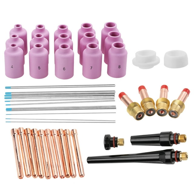 Boquilla de gas, 46 piezas/juego Boquilla de soplete de soldadura TIG serie WP-17/18/26 Consumibles TIG Características líderes en su clase