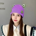 thumbnail image 4 of Gorro de lana con protección para las orejas con forma de rana de dibujos animados, divertido gorro de lana holgado y cálido para esquiar en invierno, 4 of 5