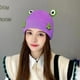 thumbnail image 4 of Gorro de lana con protección para las orejas con forma de rana de dibujos animados, divertido gorro de lana holgado y cálido para esquiar en invierno, 4 of 5