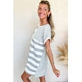 thumbnail image 3 of Women's Gray Stripe Mixed Printed Short Sleeve Shift Mini T-Shirt Dress - [ZhiHiMeRi] | (US 12-14)L, 3 of 12