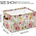 thumbnail image 3 of Coolnut Large Foldable Storage Bin Rose Colorful Flowers Fabric Storage Baskets Collapsible Decorative Baskets Organizing Basket Bin with PU Handles for Shelves Home Closet-1Pack Decor Gifts, 3 of 7