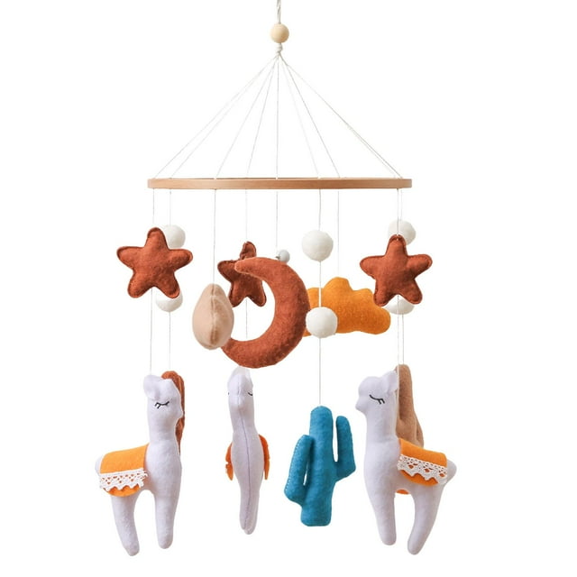 Móvil para cuna de bebé, campana de viento colgante, colgante para cama, decoración de guardería bohemia, decoración de alpaca lunar de